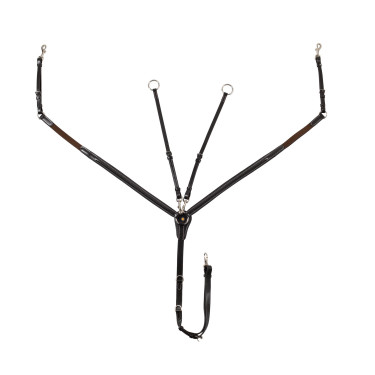 Collier de chasse Equestro en cuir avec inserts élastiques et martingale amovible Marron foncé