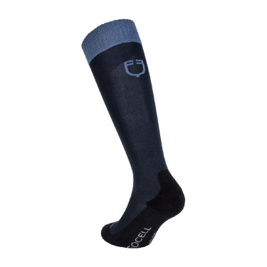 Chaussettes Equestro technical Basic par 3 Coral bleu / gris givré / marine blazer
