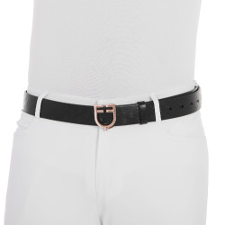 Ceinture d’équitation cuir noir boucle rose gold Equestro Ceinture d’équitation cuir noir boucle rose gold Equestro