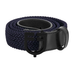 Ceinture élastique Equestro avec boucle logo noir Marine Bleu marine