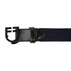Ceinture élastique Equestro avec boucle logo noir Marine Bleu marine