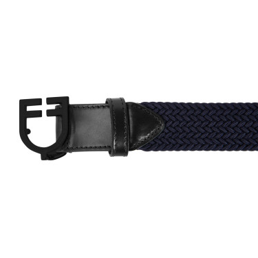 Ceinture élastique Equestro avec boucle logo noir Marine Bleu marine