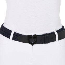Ceinture élastique Equestro avec boucle logo noir Marine Bleu marine