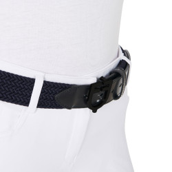 Ceinture élastique Equestro avec boucle logo noir Marine Bleu marine