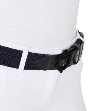 Ceinture élastique Equestro avec boucle logo noir Marine Bleu marine