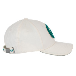 Casquette de baseball Equestro logo sur patch en éponge Blanc antique / vert ultramarine