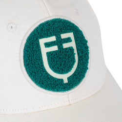 Casquette de baseball Equestro logo sur patch en éponge Blanc antique / vert ultramarine