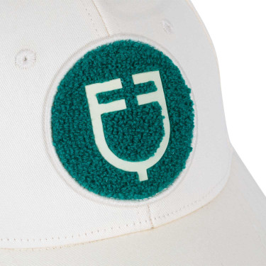 Casquette de baseball Equestro logo sur patch en éponge Blanc antique / vert ultramarine