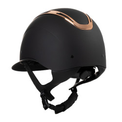 Casque femme Equestro Apocalypse coque mate homologué EN 1384-2023 Noir / rose gold Casque femme Equestro Apocalypse coque mate homologué EN 1384-2023 Noir / rose gold