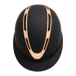 Casque femme Equestro Apocalypse coque mate homologué EN 1384-2023 Noir / rose gold Casque femme Equestro Apocalypse coque mate homologué EN 1384-2023 Noir / rose gold