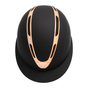 Casque femme Equestro Apocalypse coque mate homologué EN 1384-2023 Noir / rose gold Casque femme Equestro Apocalypse coque mate homologué EN 1384-2023 Noir / rose gold