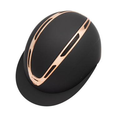 Casque femme Equestro Apocalypse coque mate homologué EN 1384-2023 Noir / rose gold Casque femme Equestro Apocalypse coque mate homologué EN 1384-2023 Noir / rose gold