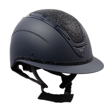 Casque femme Equestro Apocalypse coque mate avec strass EN 1384-2023 Noir / gunmetal Gris
