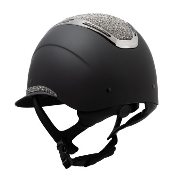 Casque femme Equestro Apocalypse coque mate avec strass EN 1384-2023 Noir / gunmetal Gris