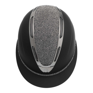Casque femme Equestro Apocalypse coque mate avec strass EN 1384-2023 Noir / gunmetal Gris
