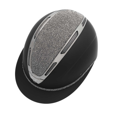 Casque femme Equestro Apocalypse coque mate avec strass EN 1384-2023 Noir / gunmetal Gris