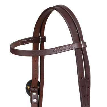 Bridon western équitation cuir Pool’s, boucles silver