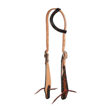 Bridon western one-ear Pool’s dark floral tooling