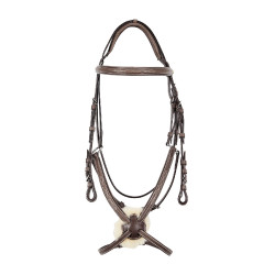 Bridon Equestro muserolle mexicaine et mouton synthétique Marron foncé