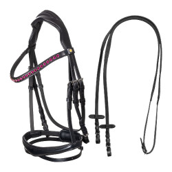 Bridon Equestro anatomique avec pierres Fuchsia Noir