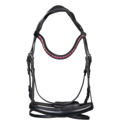 Bridon Equestro anatomique avec pierres Fuchsia Noir