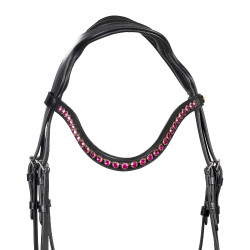 Bridon Equestro anatomique avec pierres Fuchsia Noir