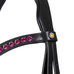 Bridon Equestro anatomique avec pierres Fuchsia Noir