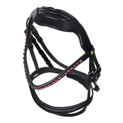 Bridon Equestro anatomique avec pierres Fuchsia Noir