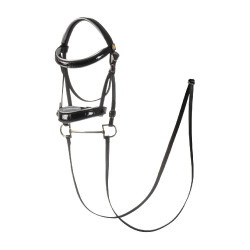 Bridon en cuir brillante pour hobby horse Equestro Noir