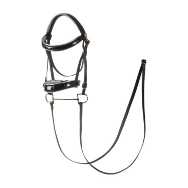 Bridon en cuir brillante pour hobby horse Equestro Noir