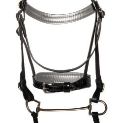 Bridon en cuir brillante pour hobby horse Equestro Noir