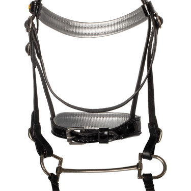 Bridon en cuir brillante pour hobby horse Equestro Noir