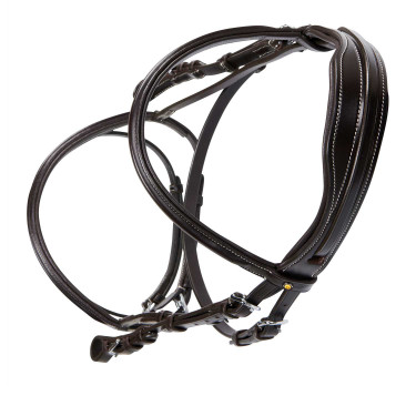 Bridon de Jumping Equestro cuir anglais Marron foncé Bridon de Jumping Equestro cuir anglais Marron foncé