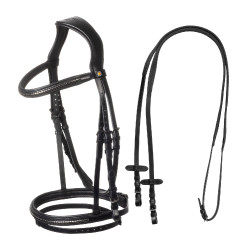Bridon anglais Equestro noir en cuir Noir Bridon anglais Equestro noir en cuir Noir