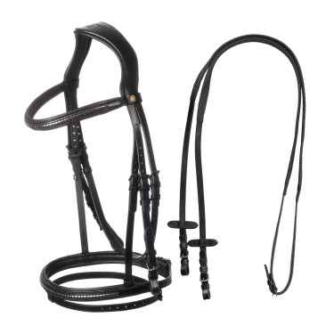 Bridon anglais Equestro noir en cuir Noir Bridon anglais Equestro noir en cuir Noir