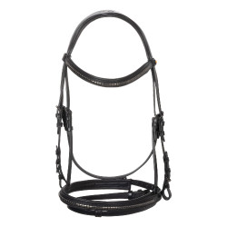 Bridon anglais Equestro noir en cuir Noir Bridon anglais Equestro noir en cuir Noir