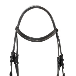 Bridon anglais Equestro noir en cuir Noir Bridon anglais Equestro noir en cuir Noir
