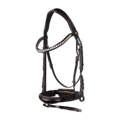 Bridon anglais Equestro en cuir strass neuf Marron foncé