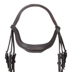 Bridon anglais en cuir souple Equestro à surpiqûres fantaisie Marron foncé