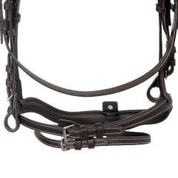 Bridon anglais en cuir souple Equestro à surpiqûres fantaisie Marron foncé