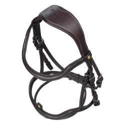 Bridon anglais en cuir souple Equestro à surpiqûres fantaisie Marron foncé