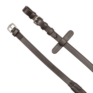 Bridon anglais en cuir souple Equestro à surpiqûres fantaisie Marron foncé