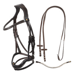 Bridon anatomique Equestro muserolle curvée Marron foncé Bridon anatomique Equestro muserolle curvée Marron foncé