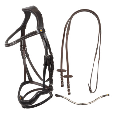 Bridon anatomique Equestro muserolle curvée Marron foncé Bridon anatomique Equestro muserolle curvée Marron foncé