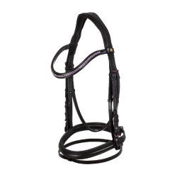 Bridon anatomique Equestro en cuir strass violet Noir Bridon anatomique Equestro en cuir strass violet Noir