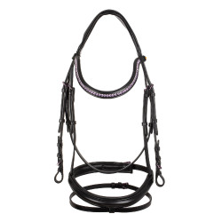 Bridon anatomique Equestro en cuir strass violet Noir Bridon anatomique Equestro en cuir strass violet Noir