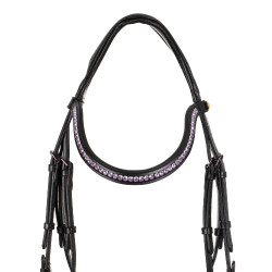 Bridon anatomique Equestro en cuir strass violet Noir Bridon anatomique Equestro en cuir strass violet Noir