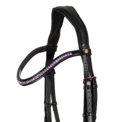Bridon anatomique Equestro en cuir strass violet Noir Bridon anatomique Equestro en cuir strass violet Noir