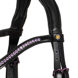 Bridon anatomique Equestro en cuir strass violet Noir Bridon anatomique Equestro en cuir strass violet Noir