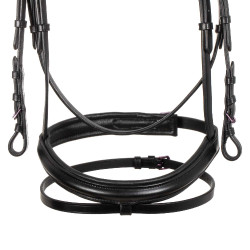 Bridon anatomique Equestro en cuir strass violet Noir Bridon anatomique Equestro en cuir strass violet Noir